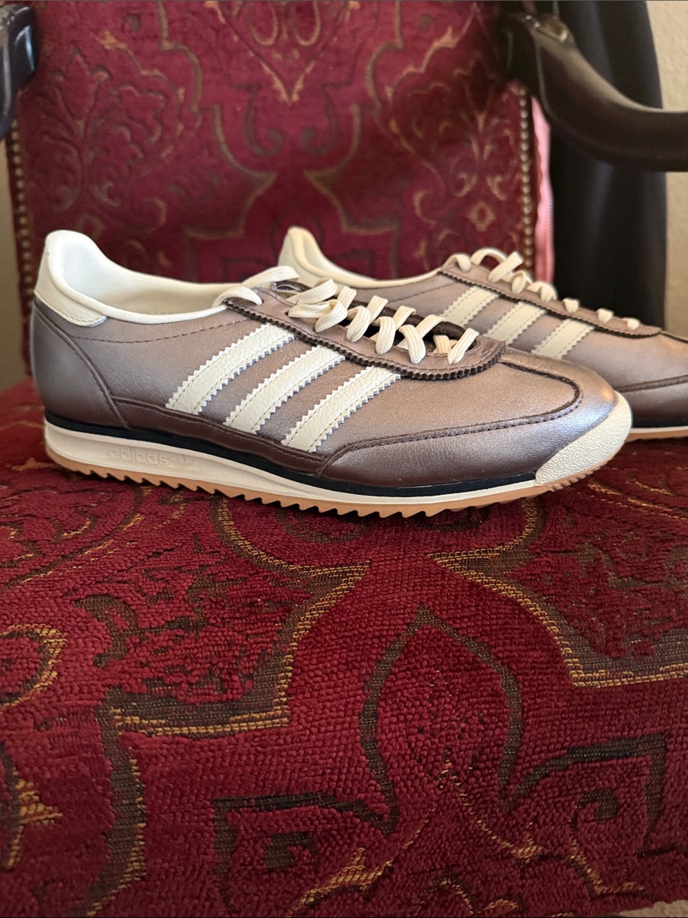 adidas Sambas Metallic Taupe Sneakers with Cream Stripes